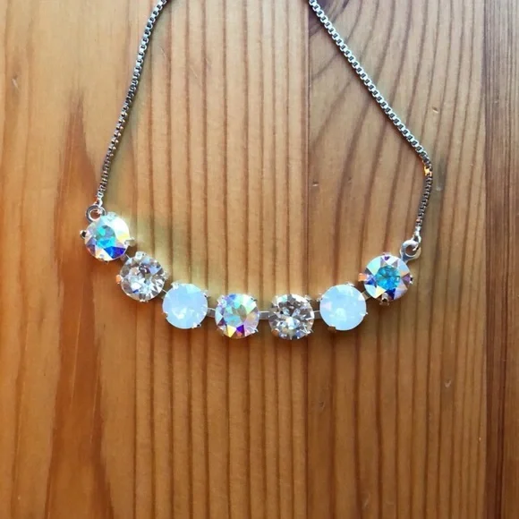White Opal + AB Adjustable Crystal Bracelet